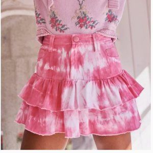 NWT LoveShackFancy Womens Landen Mini Skirt HIBISCUS HAND DYE Size 0
